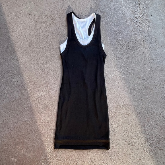 ALEXANDER WANG.T Layered Ribbed Jersey and Stretch-Knit Mini Tank Dress MEDIUM - Picture 9 of 14